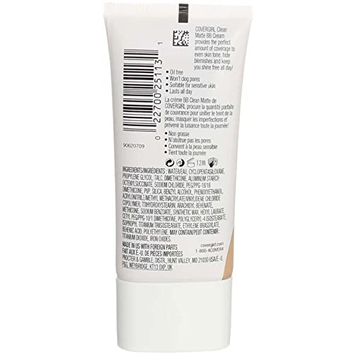 - Clean Matte BB Cream, Oil-Free, Long-Lasting, Sensitive Skin, Lightweight, 100% Cruelty-Free