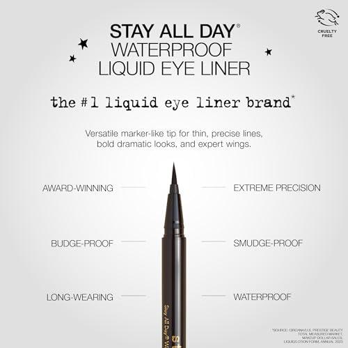 Waterproof Liquid Eye Liner, Stay All Day Makeup with Fine Brush Tip | Lasting Satin Finish, Smudge-Proof & Transfer-Resistant