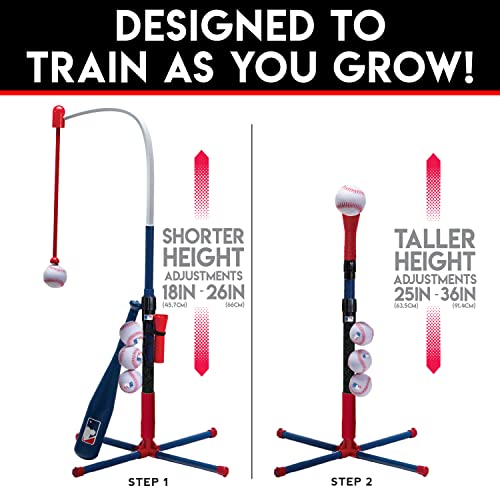Kids Batting Tee - MLB 2-in-1 Grow-with-Me - Adjustable Youth Hitting Tee - Perfect for Teeball and Baseball, Multi