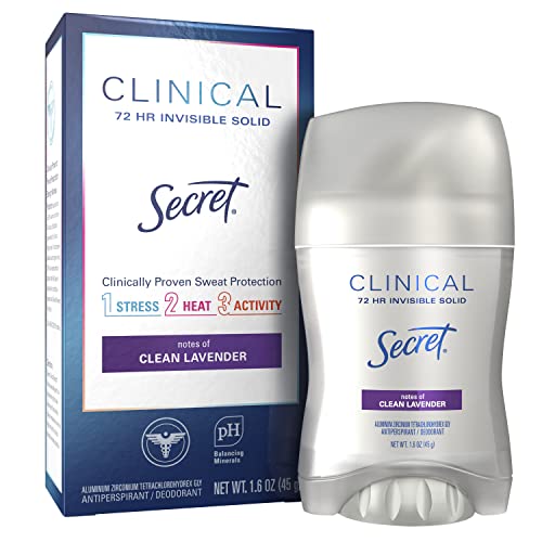 Clinical Strength Antiperspirant and Deodorant Women, Lavender, 72 Hr Invisible Solid, 1.6 oz
