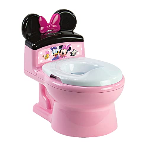 Disney Minnie Mouse Potty Training Toilet and Toddler Toilet Seat - Toilet Training Potty with Fun Flushing and Cheering Sounds,Pink