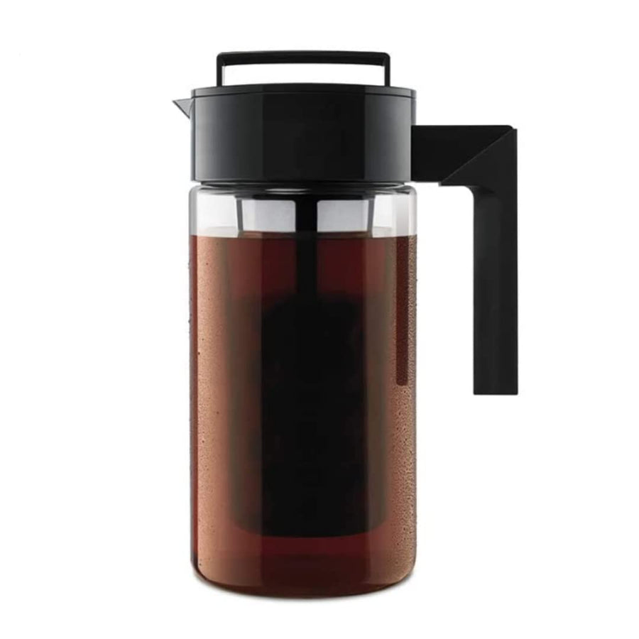 Patented Deluxe Cold Brew Coffee Maker with Black Lid Airtight Pitcher, 1 Quart, Black