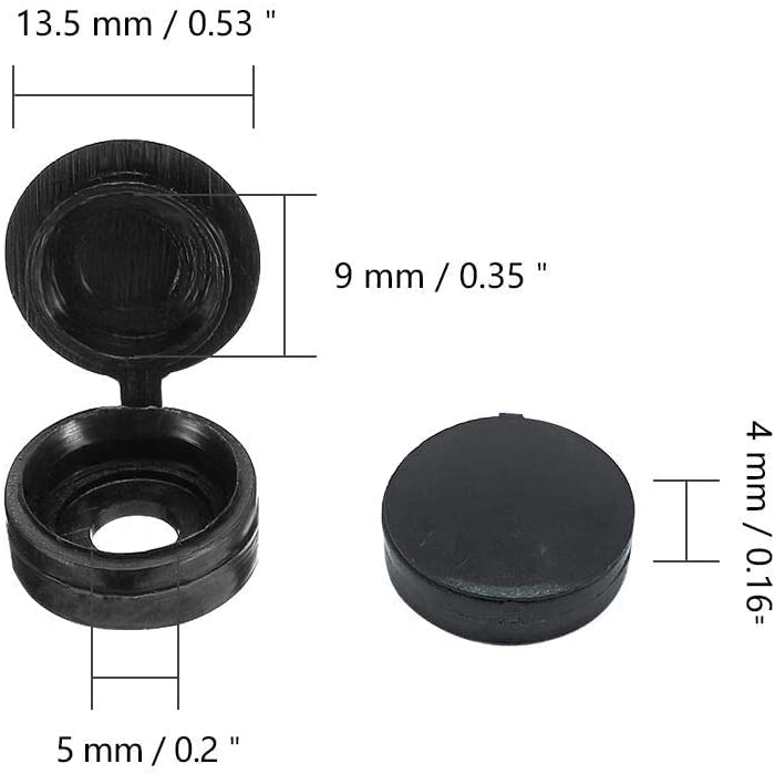 180Pcs Colorful Pieces Hinged Screw Cover Caps Plastic Screw Caps Fold Screw Snap Covers Washer Flip Tops (Black, White, Brown) 286