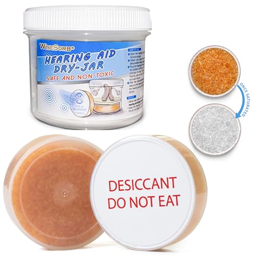 Hearing Aid Dryer, Hearing Aid Dehumidifier, Hearing Drying Jar and Dehumidifier Set (1 Container and 1pcs × 30g Capsules)