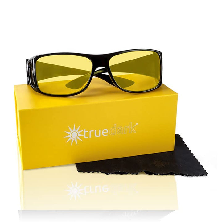 Daylights Amber Fitover Blue Light Blocking Glasses to Reduce Eye Strain and UV Glare - For Men & Women, Computer Screen, Gaming, TV, Phone - by Dave Asprey