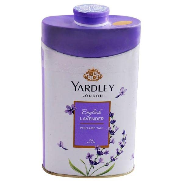 Yardley London English Lavender Perfumed Talc/ Powder for Women with Calcium, Carbonate, Magnisium, Carbonate, Fragrance, Dipropylene Glycol, Calcium, Silicate, Triclosan(Deo Factor), Pack of 1, 100g