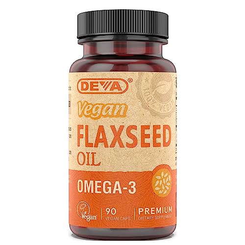 Organic Vegan Vitamins Flax Seed Oil - Rich in Omega-3, Cold-Pressed & Unrefined - 90 Capsules, 2-Pack