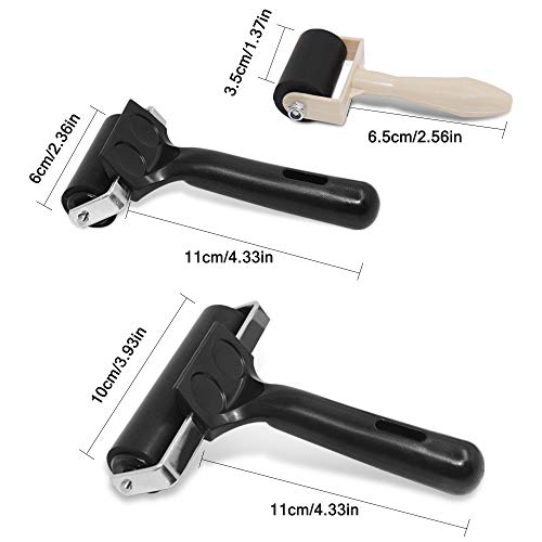 3Pcs Rubber Roller Brayer Rollers Glue Roller for Ink Paint Block Stamping, Printmaking Wallpaper and Arts & Crafts (1.37, 2.36 and 3.93 Inch)