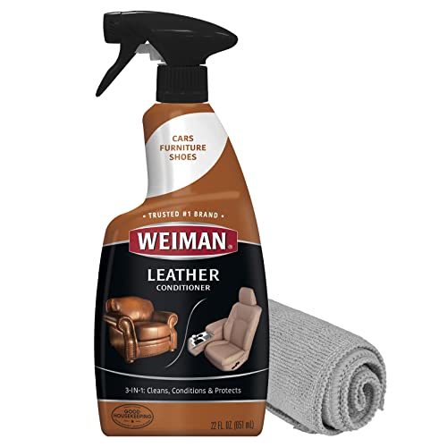 Leather Cleaner, Polish and Conditioner for Furniture, Car, Purses, Shoes, Boots and Couches- Micro Fiber Towel Included, 22oz
