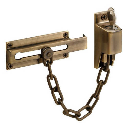 Prime-Line U 9914 Steel, Antique Brass, Keyed Chain Door Guard (Single Pack)