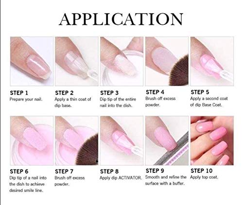 Tori Mika Dip Powder Nail Liquid Set - Bond Gel Base Activator Gel Top Set 4 (Step 1-4) 18ml - NO LED UV/LAMP Needed, Color French Pink White Nail Dipping Powder DIY Professional Home Salon