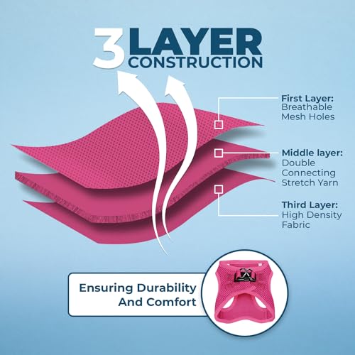 Voyager Step-in Air Dog Harness - All Weather Mesh, Reflective, No Pull Harness for Small, Medium Dogs, Cats - Secure with Hook & Loop Fastener, Buckle, Double D-Rings - Fuchsia, S
