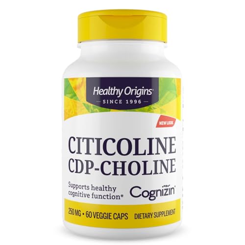 Cognizin (Citicoline), 250 mg - Brain Supplement for Memory with Citicoline CDP Choline - Non-GMO, Vegan & Gluten-Free Supplement - 60 Veggie Capsules