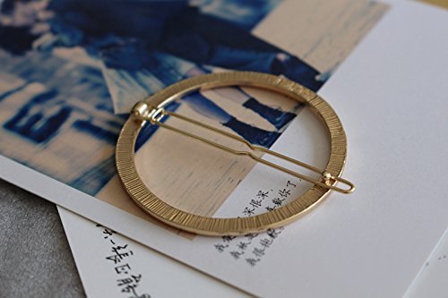 Hollow Hoop Round Circle Geometric Metal Hair Clip Bobby Pin Ponytail Holder Hair Accessories for Women and Girl (2 Pcs/Lot,1 Gold & 1 Silver)