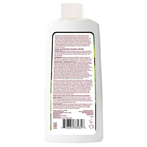 Alcohol-Free Mouthwash with Tea Tree Oil and Aloe, Sugar-Free, Oral Rinse to Fight Bad Breath & Dry Mouth, Vegan, Non-GMO, SLS-Free, Gluten-Free, Cinnamint Flavor, 16oz
