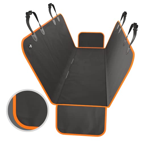 Dog Car Seat Cover Car Seat Protector- Dog Seat Cover for Back Seat of SUVs, Trucks, Cars - Waterproof & Convertible Dog Hammock for Car Backseat - Dog Travel Accessories- Orange