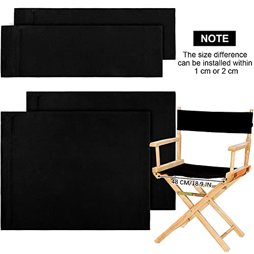 2 Set Directors Chair Canvas Replacement, Makeup Chair Seat and Back Replacement Cotton Canvas Stool Protector for Home Director Chair Medium Size (Black)