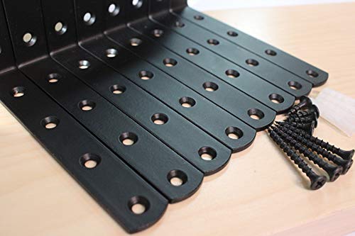 8 Pcs Steel Heavy DutyL Corner Brace Joint Angle Bracket Shelf Bracket Wall Hanging with Screws 125mmX75mm/5 InchX3 Inch Decorative Corner Brackets Joint Angle Bracket Matte Black