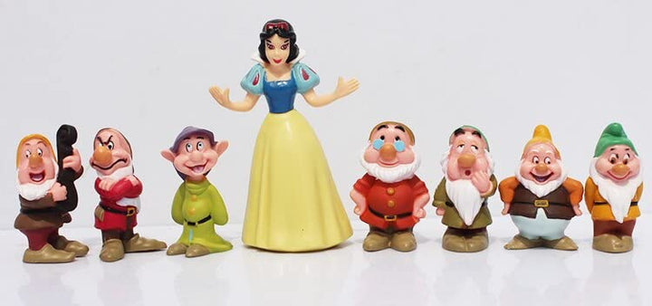 Statue Garden and of Decor Sculpture Design Home The Polyresin Figurine Outdoor Gift 8pcs Miniature Snow White and The Seven Dwarfs Gardening Supplies