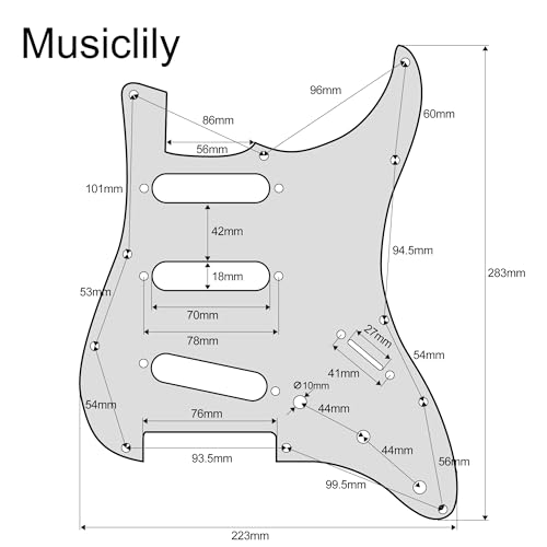SSS 11 Hole Guitar Stratocaster Pickguard for Fender American/Mexican Made Strat Standard Modern Style Parts,4 Ply White Pearl