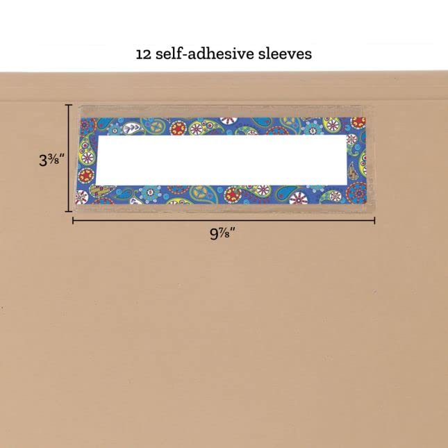 Name Plate Self-Adhesive Vinyl Sleeves - Set of 12 - Bulk School Supplies for Students, Classroom Essentials, Teacher Must Haves