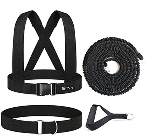 Dynamic Resistance Trainer Acceleration Speed Elastic Cord for Resistance Training to Improve Strength, Power, and Agility (Black-16.4ft Kit)