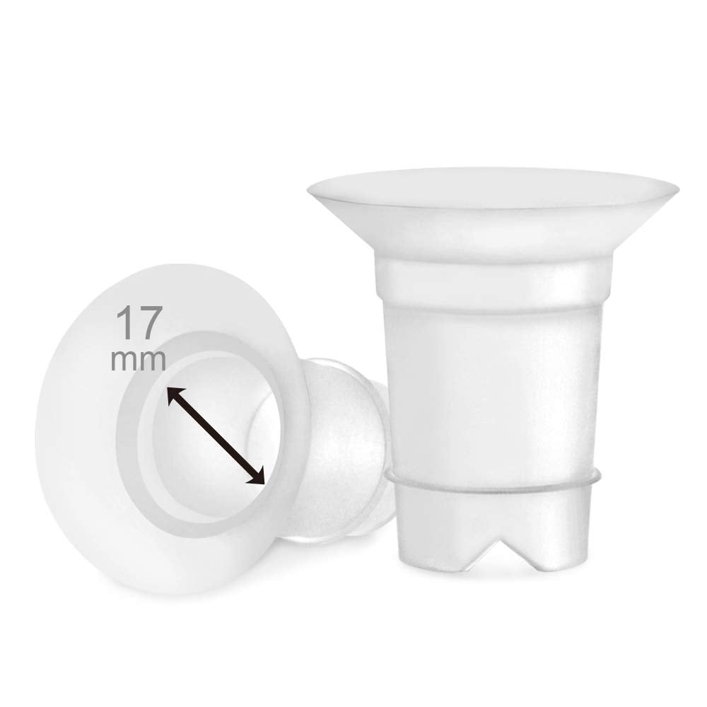 Flange Inserts 17 mm for Medela, Spectra 24 mm Shields/Flanges, Momcozy/Willow Wearable Cup. Compatible with Medela Freestyle, Harmony to Reduce 24mm Nipple Tunnel Down to 17 mm; 2pc/Each