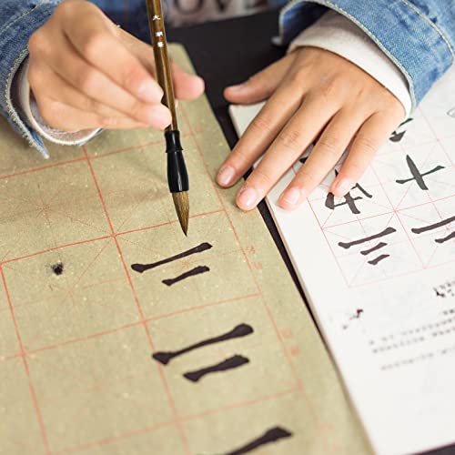 18Pcs Chinese Calligraphy Brushes Set with Writing Paper Roll-up Brush Holder Shanlian Hubi Writing Brush Kanji Japanese Sumi Drawing Brushes for Watercolor Art Ceramic Ink Writing Painting