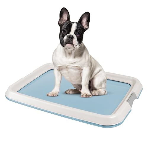 USA Pee Pad Holder - For Small Sized Dog and Puppy Pee Pads, Secured Latches, Non-Skid Feet, High Polish Finish for Easy Cleaning, Leak Protection, Fits 17x23 Pad, Blue