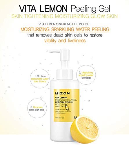 Vita Lemon Peeling Gel, Lemon Peel Oil and Sparkling Water, Skin Tightening, Moisturizing, Skin Vitality, Removes Dead Skin Cells, Exfoliating Gel (150g/ 5.3 Oz)