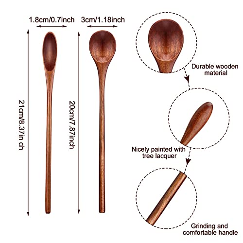 10 pcs Wooden Coffee Spoons Long Handle Wooden Mixing Spoon Long Handle Wooden Teaspoon Handmade Wood Stirring Spoon for Kitchen Stirring