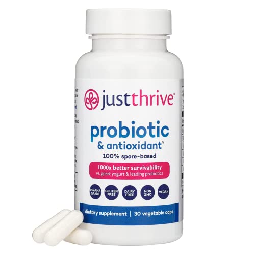Probiotic & Antioxidant Supplement - 100% Spore-Based Digestive and Immune Support - Gluten Free, 30 Caps