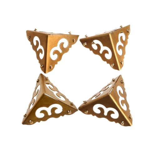 4Pcs Brass Box Corner Protectors Edge Safety Guards Cabinet Furniture Desk Wooden Jewelry Box Corner Bumpers, 1.18x1.18x1.18