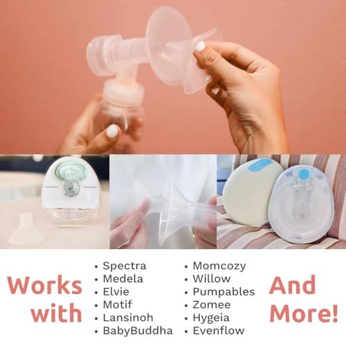 Breast Pump Cushion – Soft Stretchy Clear Plastic Insert for Flange Comfort, Fit - Breastfeeding Essential - BPA Free, Food Safe – Fits 21mm, 22mm, 23mm, 24mm, 25mm, 26mm, 27mm, 28mm (1 Pair)