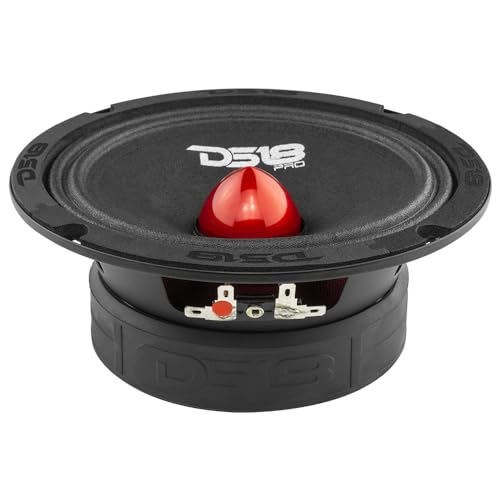 PRO-GM6.4B Midrange Loudspeaker 6.5 Red Aluminum Bullet, 480W Max, 4 Ohms,1.5 Kapton VC Premium Quality Audio Door Speakers for Car or Truck Stereo Sound System (1 Speaker)