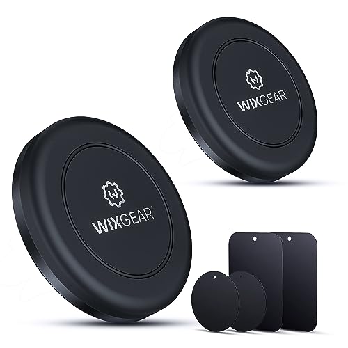 Universal Flat Stick On (2 Pack) Dashboard Magnetic Car Mount Holder for Cell Phones and Mini Tablets with Fast Swift-Snap Technology - Extra Slim