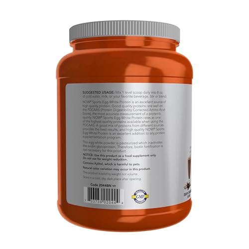 Sports Nutrition, Egg White Protein, 20 g With BCAAs, Creamy Chocolate Powder, 1.5-Pound