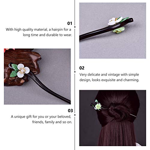 Chinese Hair Stick Vintage Flower Hair Stick Japanese Wood Chopsticks for Women Girls Hair Styling