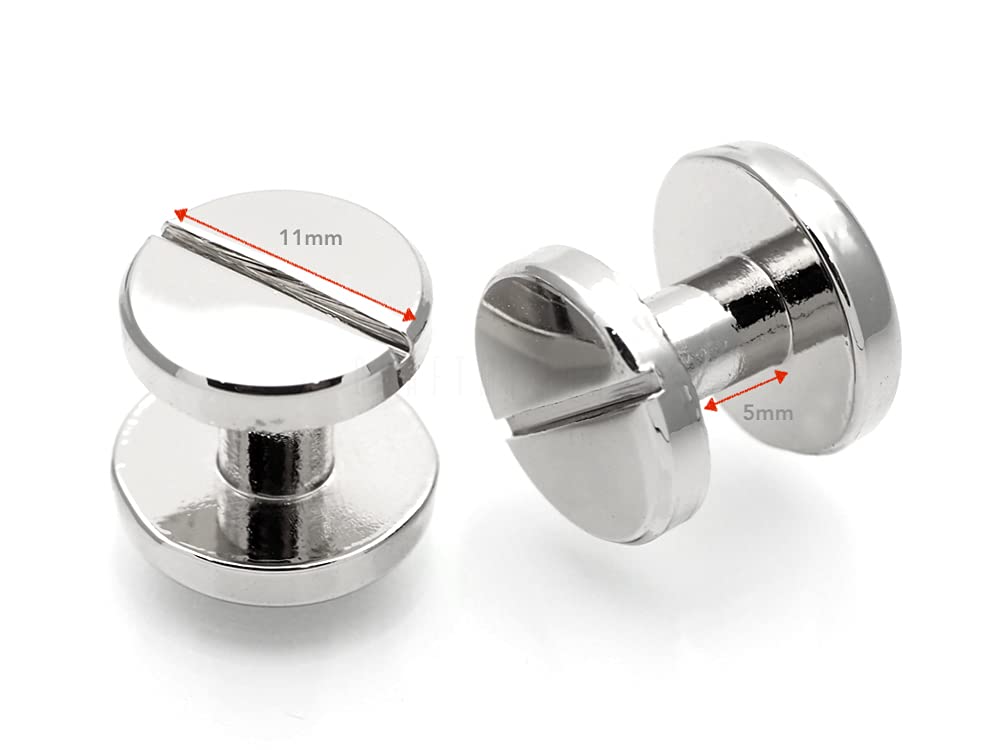 11mm Chicago Screw Rivets Flat Cap Screw Posts Stud for Bags Belts Leather Strap 6 Pack -Pick Color (11 mm, Gunmetal)