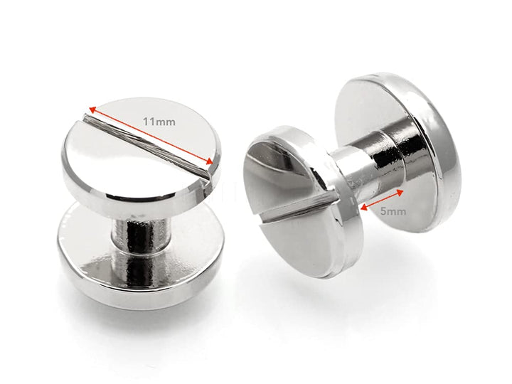 11mm Chicago Screw Rivets Flat Cap Screw Posts Stud for Bags Belts Leather Strap 6 Pack -Pick Color (11 mm, Gunmetal)