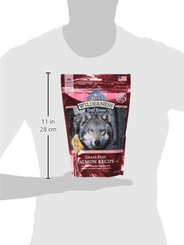 Wilderness Trail Treats High Protein Grain Free Dog Biscuits Crunchy Dog Treats, Salmon Recipe, 10-oz Bag