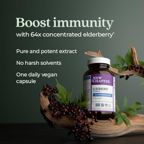 Vegan Elderberry Capsules with 64x Concentrated Black Elderberry + Black Currant for Comprehensive Immune Support, Non-GMO Project Verified, Gluten Free, Certified Vegan, 30 Count