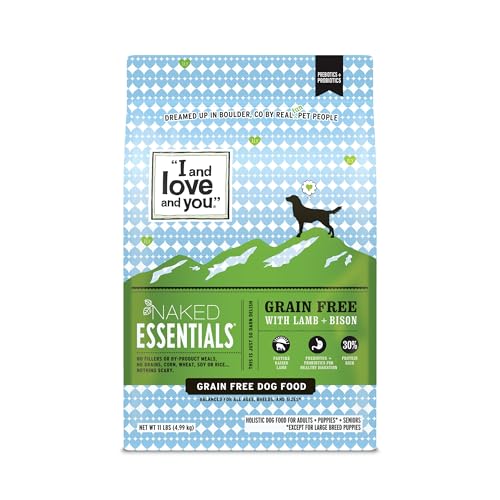 I and love and you Naked Essentials Dry Dog Food - Lamb + Bison - High Protein, Real Meat, No Fillers, Prebiotics + Probiotics, 11lb Bag