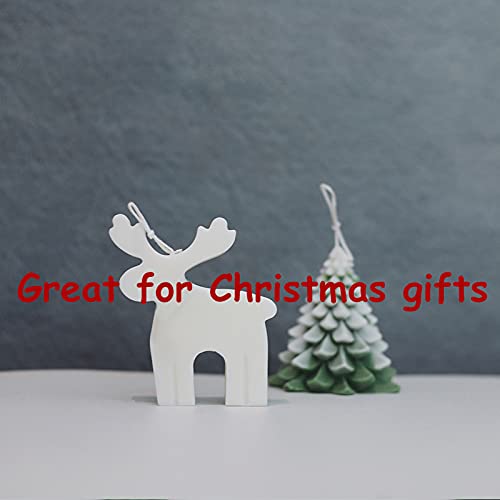 Christmas Elk Deer Silicone Candle Molds Soap Mold with Woolen Thread and 8 Pcs Bells, DIY Xmas Theme Resin Mould for Home Party Decoration, Handmade Soap Bath Bomb Lotion Bar Chocolate Jello