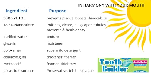 Tooth Builder SLS Free Toothpaste (Stops Tooth Sensitivity) Prevents Canker Sores, Cavities, Perioral Dermatitis, Bad Breath, Chapped Lips, 4 oz - 1 Pack