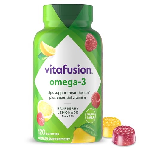 Omega-3 Gummy Vitamins, Berry Lemonade Flavored, Heart Health Vitamins(1) With Omega 3 EPA/DHA and Vitamins A, C, D and E, America’s Number 1 Vitamin Brand, 60 Day Supply, 120 Count