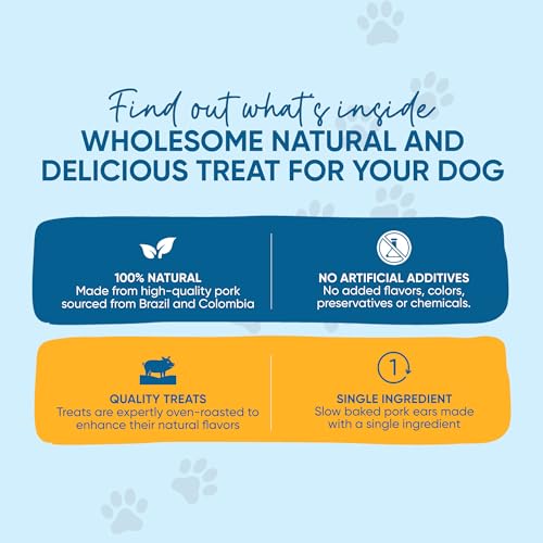 Natural Pig Ears for Dogs, 100% Natural Long Lasting Pork Dog Chews, Ideal for All Chewers, Delicious and Healthy Dog Treats, Pig Ears Large and Mix (one Pack of 100)