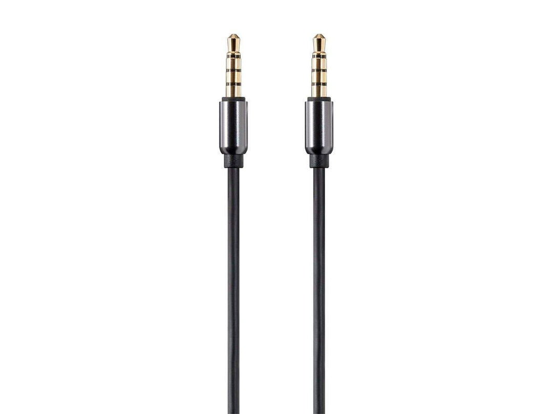 Auxiliary 3.5mm TRRS Audio & Microphone Cable - Use with Smartphones and Tablets, Gold Plated, 3 Feet, Black - Onyx Series