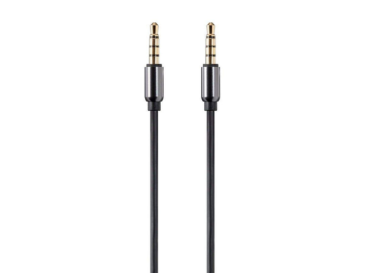 Auxiliary 3.5mm TRRS Audio & Microphone Cable - Use with Smartphones and Tablets, Gold Plated, 3 Feet, Black - Onyx Series