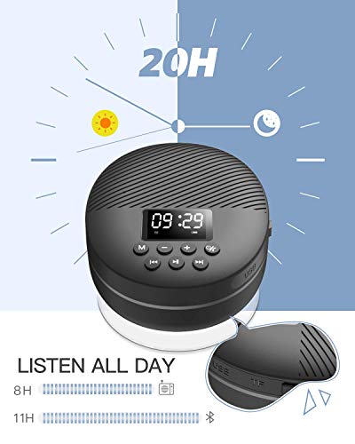 Shower Radio Speaker with Bluetooth 5.0, Waterproof Wireless Bathroom FM with Suction Cup 12H Long Playback Time, Lanyard, LCD Screen Display, Handsfree Calling, Storage Card Playback Black